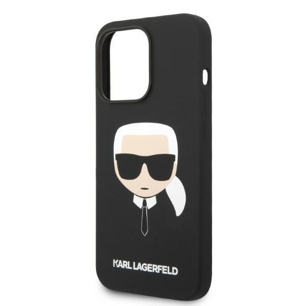 Karl Lagerfeld iPhone 14 Pro Skal Magsafe Silicone Karl`s Head - Svart