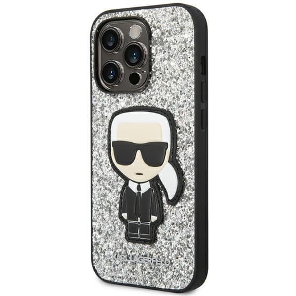 Karl Lagerfeld iPhone 14 Pro Max Skal Glitter Flakes Ikonik - Silver