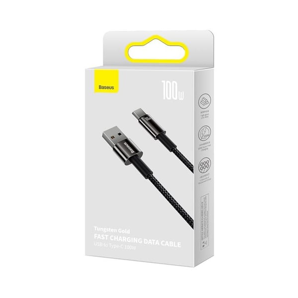 Baseus Tungsten USB-C til USB-A kabel 100W 1m - Sort