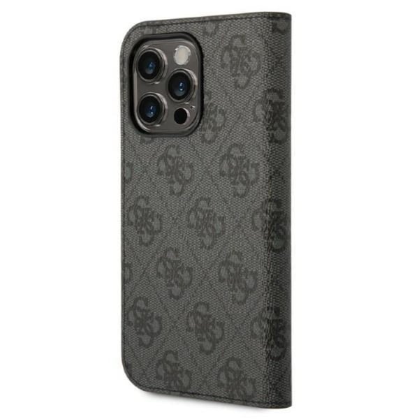 GUESS iPhone 14 Pro Plånboksfodral Vintage Gold Logo - Svart