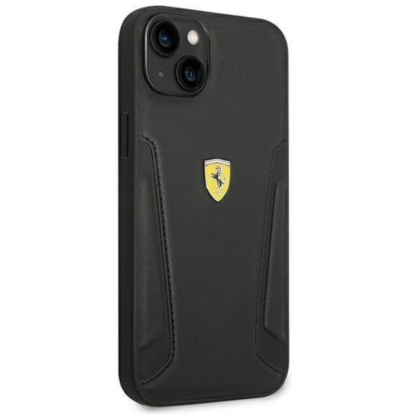 Ferrari iPhone 14 Plus Skal Läder Stamp Sides - Svart