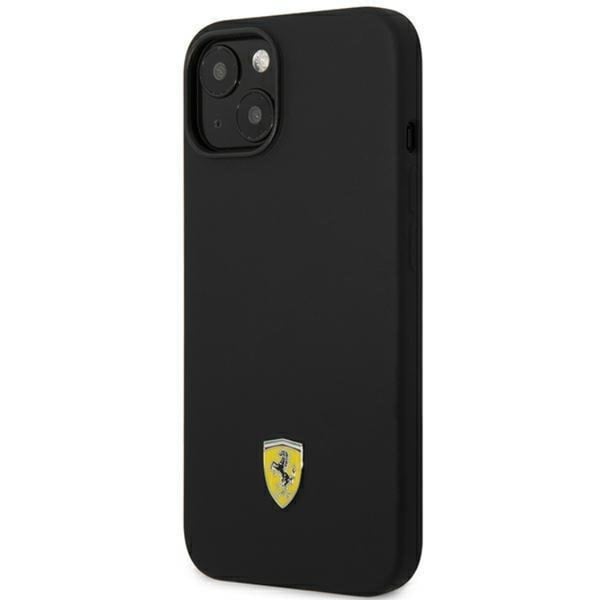 Ferrari iPhone 14 Plus Skal Silicone Metal Logo - Svart
