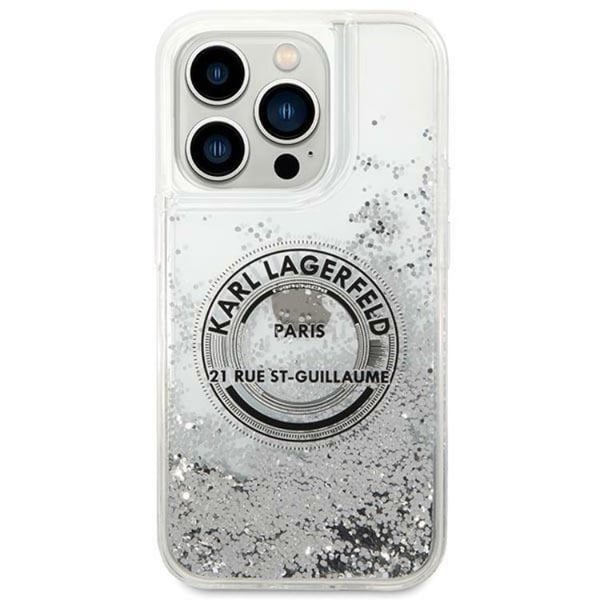 Karl Lagerfeld iPhone 14 Pro Max Skal Liquid Glitter RSG - Silver