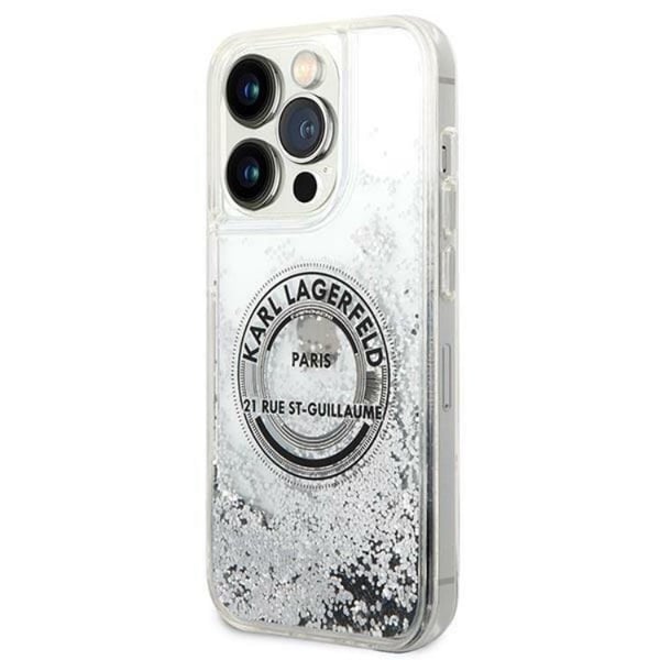 Karl Lagerfeld iPhone 14 Pro Max Skal Liquid Glitter RSG - Silver