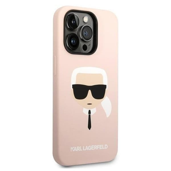 Karl Lagerfeld iPhone 14 Pro Skal Magsafe Silicone Karl`s Head - Rosa