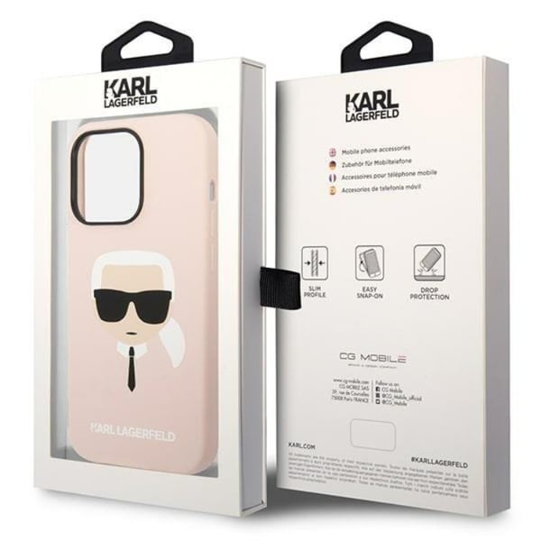 Karl Lagerfeld iPhone 14 Pro Max Skal Magsafe Silicone Karl`s Head - Rosa