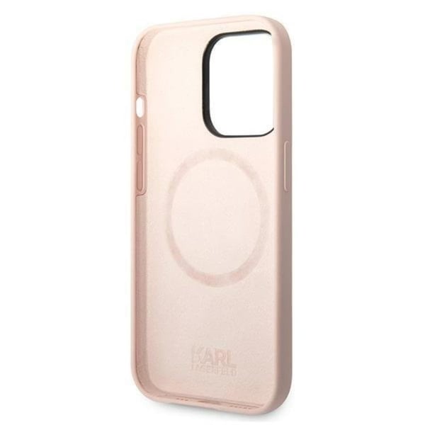 Karl Lagerfeld iPhone 14 Pro Max Skal Magsafe Silicone Karl`s Head - Rosa
