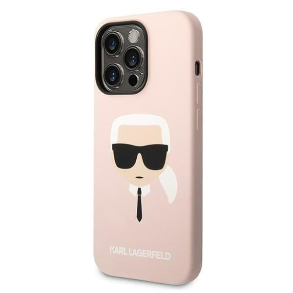 Karl Lagerfeld iPhone 14 Pro Max Skal Magsafe Silicone Karl`s Head - Rosa