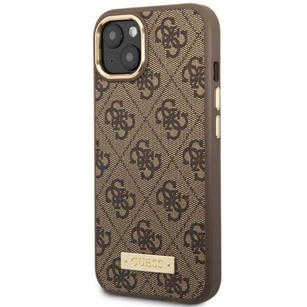 GUESS Matkapuhelimen kuori iPhone 14 Plus MagSafe Logo Plate - Ruskea