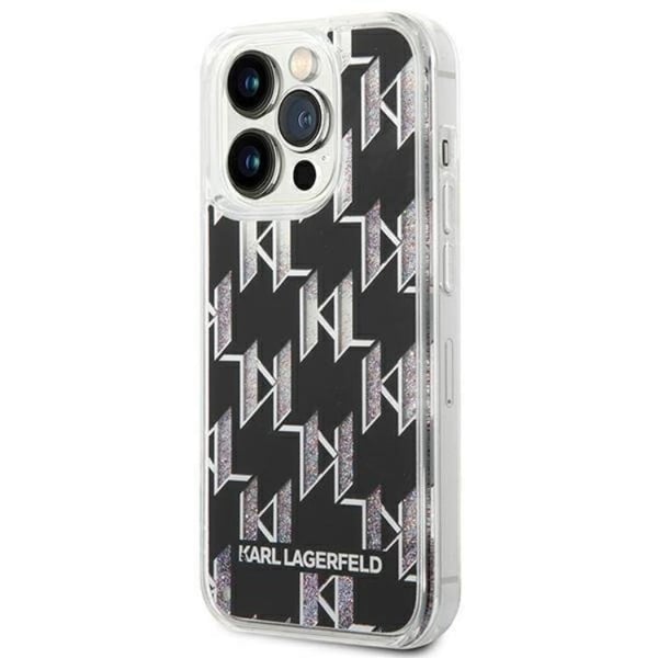Karl Lagerfeld iPhone 14 Pro Skal Liquid Glitter Monogram - Svart