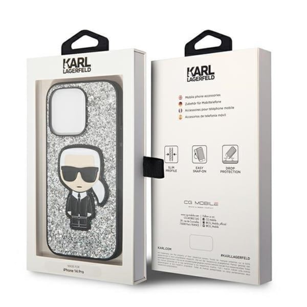 Karl Lagerfeld iPhone 14 Pro Skal Glitter Flakes Ikonik - Silver