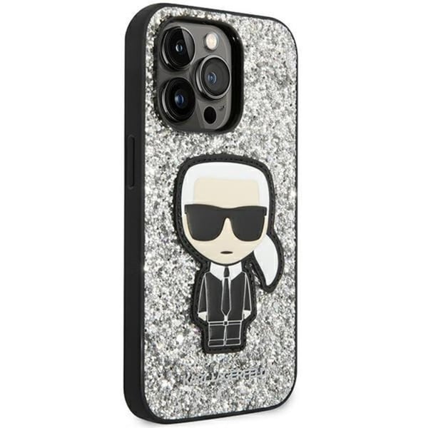 Karl Lagerfeld iPhone 14 Pro Skal Glitter Flakes Ikonik - Silver