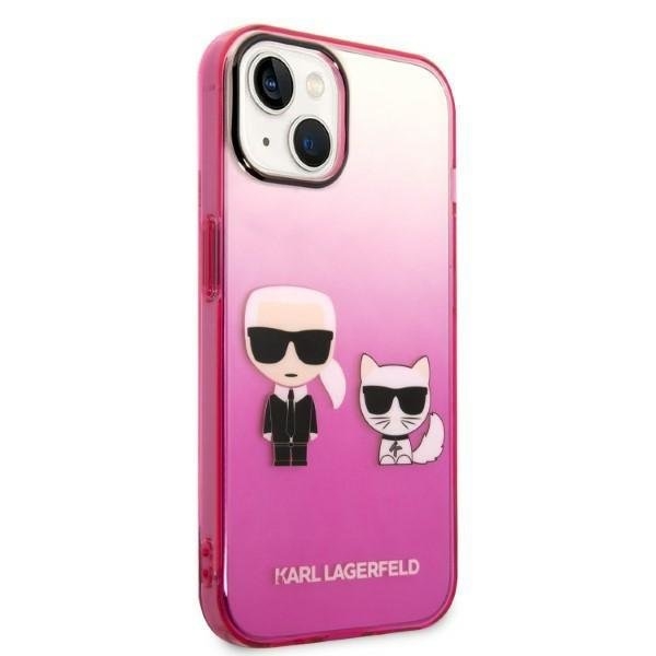 Karl Lagerfeld iPhone 14 Plus Skal Gradient Ikonik Karl & Choupette - Rosa