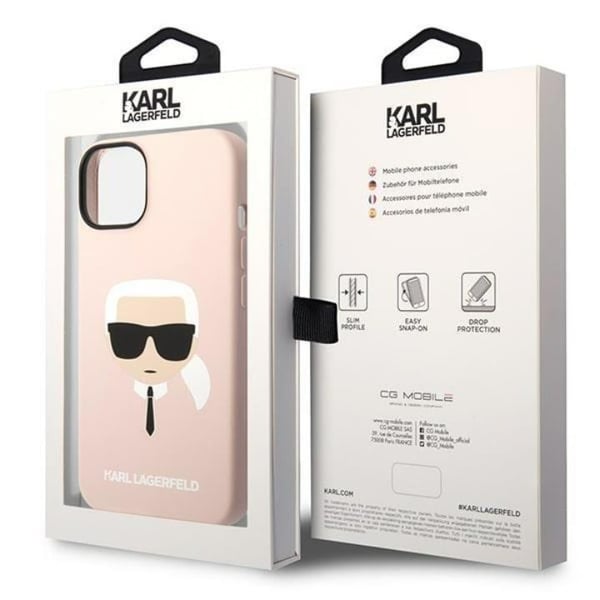 Karl Lagerfeld iPhone 14 Plus Skal Czarny Silicone Karl`s Head - Rosa