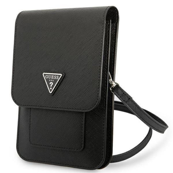 Guess Kaulakotelon Saffiano Triangle - Musta