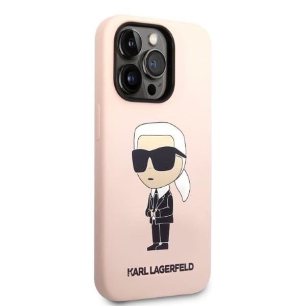 Karl Lagerfeld iPhone 14 Pro Skal Magsafe Silicone Ikonik - Rosa