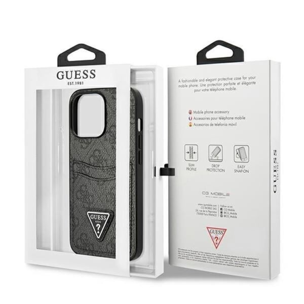 Guess iPhone 13 Pro Taske Kortholder Trekantlogo - Sort