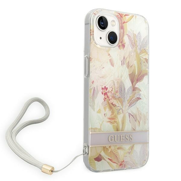 GUESS iPhone 14 Plus Skal Flower Strap - Lila