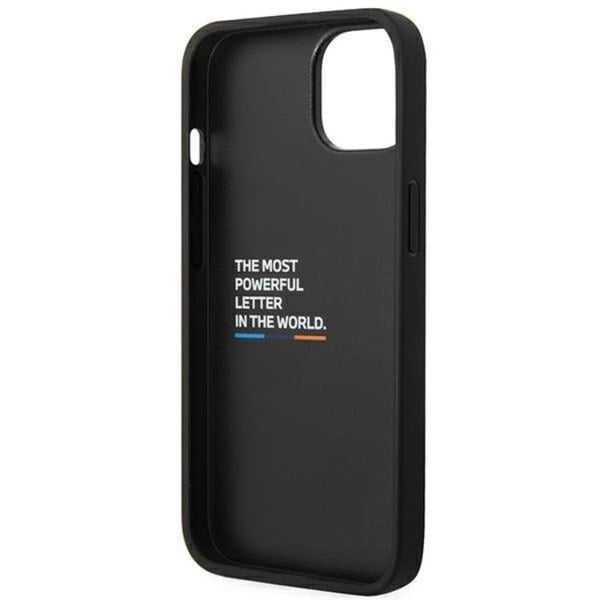 BMW iPhone 14 Plus Skal Läder Stamp Tricolor - Svart