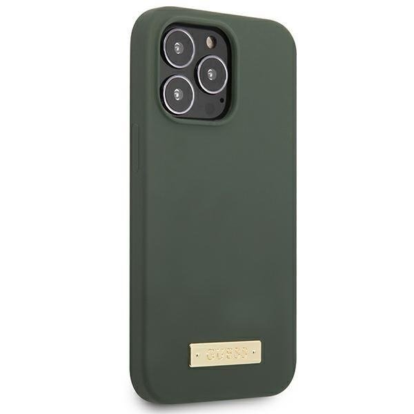 Guess iPhone 13 Pro Skal MagSafe Silicone Logo Plate - Khaki