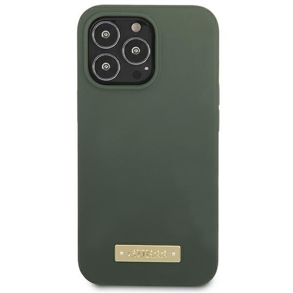 Guess iPhone 13 Pro Skal MagSafe Silicone Logo Plate - Khaki