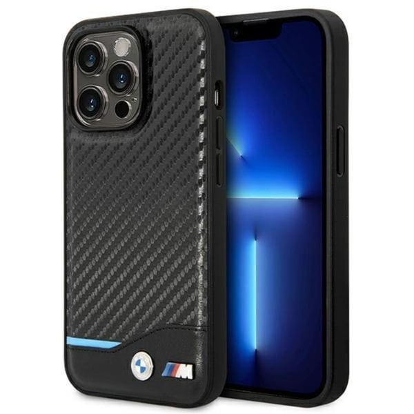 BMW Mobilskal till iPhone 14 Pro Läder Carbon - Svart
