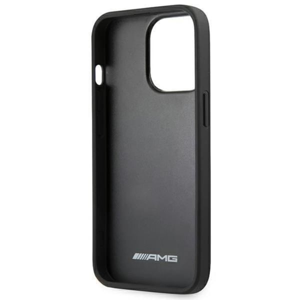 AMG iPhone 14 Pro Max Skal Läder Debossed Lines - Svart