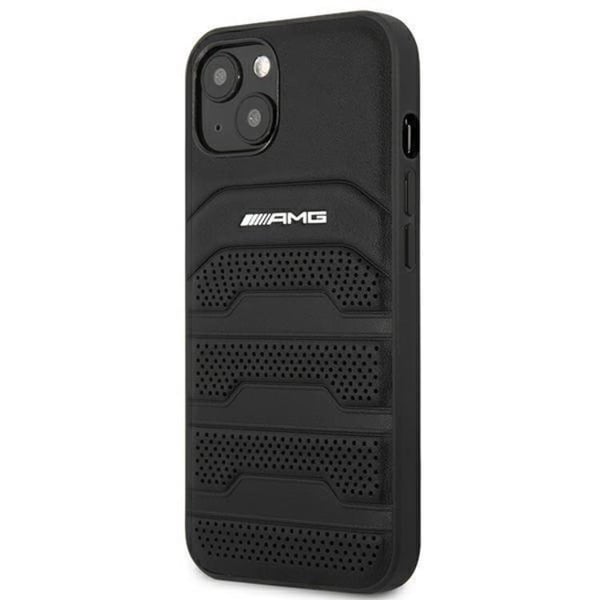 AMG iPhone 14 Plus Skal Läder Debossed Lines - Svart