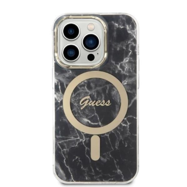 GUESS iPhone 14 Pro Max Magsafe Skal Marble + Trådlös Laddare - Svart