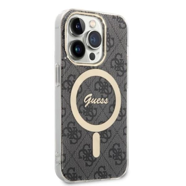 GUESS iPhone 14 Pro Magsafe Skal Print + Trådlös Laddare - Svart