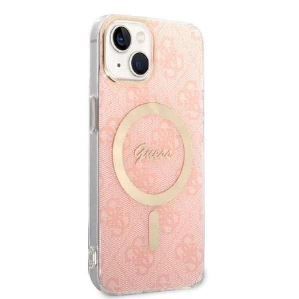 GUESS iPhone 14 Plus Magsafe Skal Print + Trådlös Laddare - Rosa