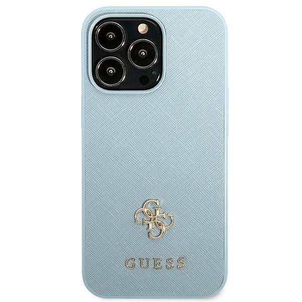 Guess iPhone 13 Pro Max Skal Saffiano Small Metall Logo - Blå