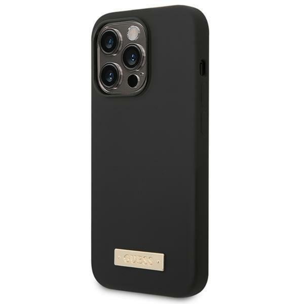 GUESS iPhone 14 Pro Skal MagSafe Silicone Logo Plate - Svart
