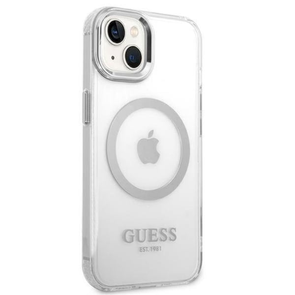 GUESS iPhone 14 Skal Magsafe Metal Outline - Silver