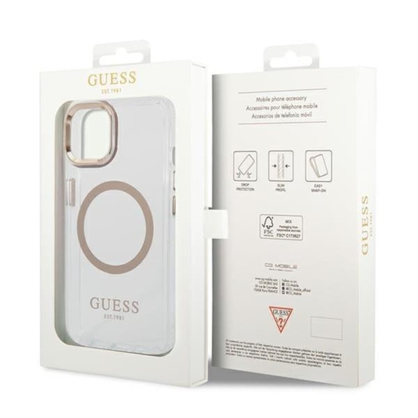 GUESS iPhone 14 Skal Magsafe Metal Outline - Guld