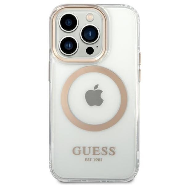GUESS iPhone 14 Pro Skal Magsafe Metal Outline - Guld