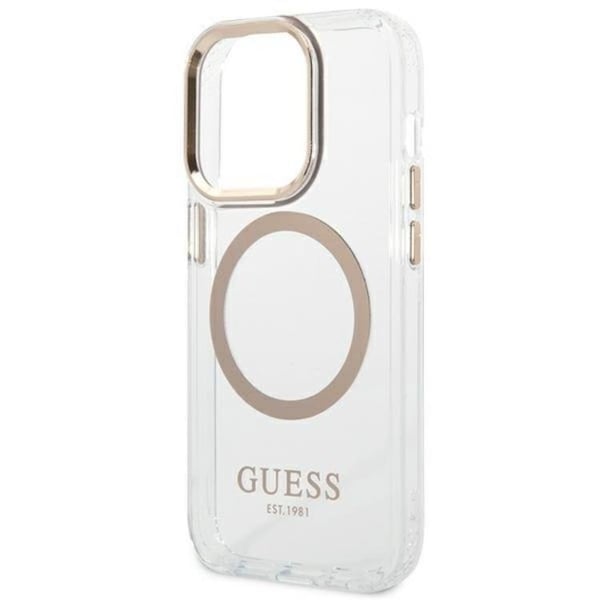 GUESS iPhone 14 Pro Skal Magsafe Metal Outline - Guld