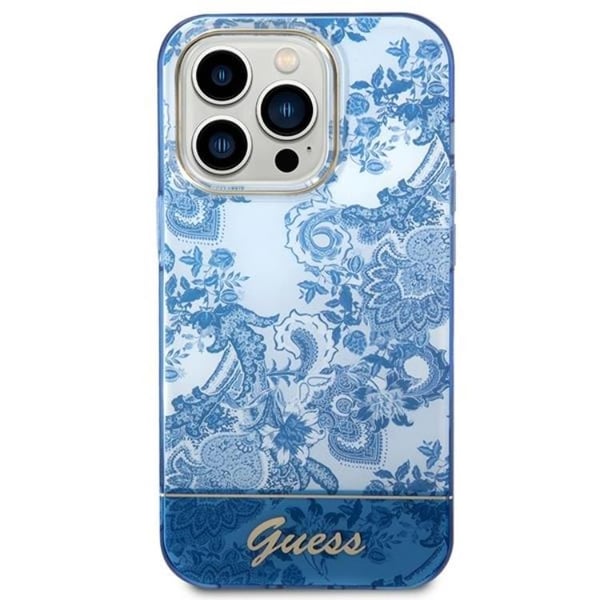 GUESS iPhone 14 Pro Max Skal Porcelain Collection - Blå