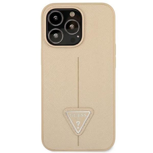 GUESS iPhone 14 Pro Skal Saffiano Triangle Logo - Beige