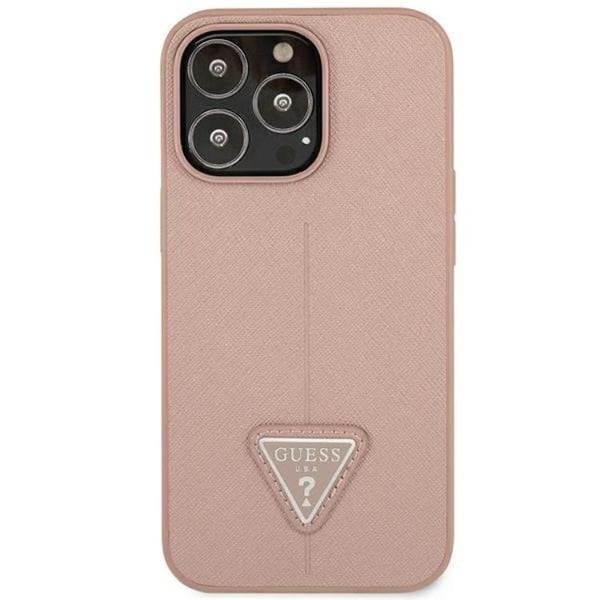 GUESS iPhone 14 Pro Skal Saffiano Triangle Logo - Rosa