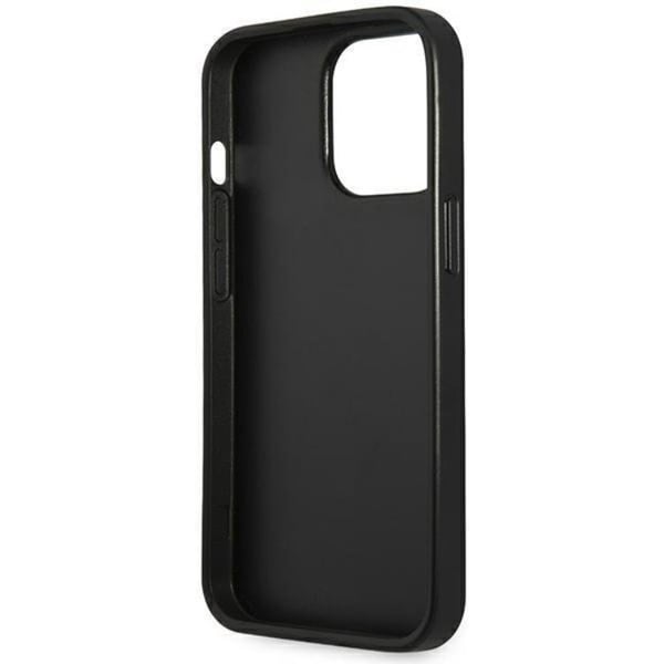 GUESS iPhone 14 Pro Etui Saffiano Trekantlogo - Sort