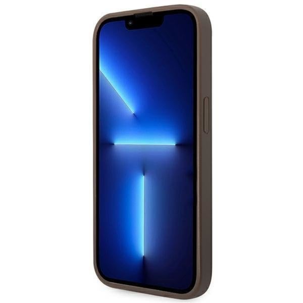 GUESS iPhone 14 Pro Skal Saffiano Metall Gold Logo - Brun