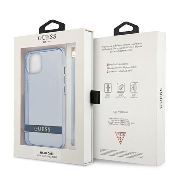 Guess iPhone 13 Skal Translucent Stap - Blå