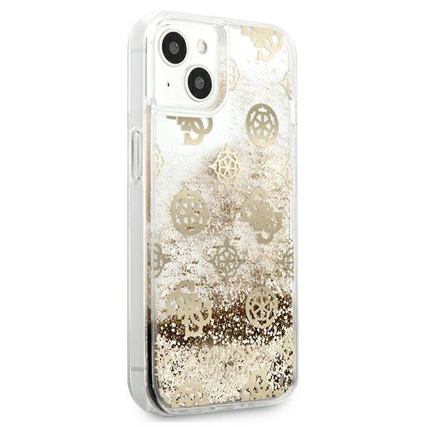 Guess iPhone 13 mini Skal Peony Liquid Glitter - Guld