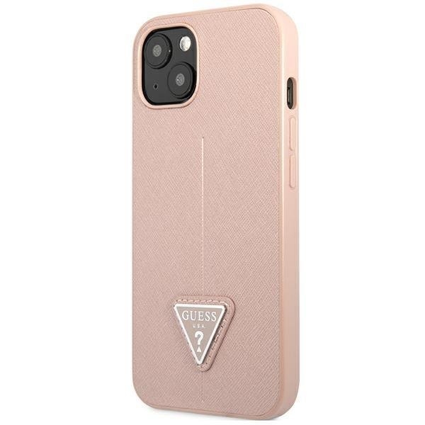 GUESS iPhone 14 Plus Skal Saffiano Triangle Logo - Rosa