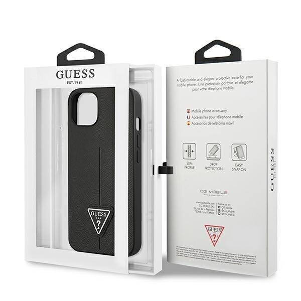 GUESS iPhone 14 Plus Skal Saffiano Triangle Logo - Svart