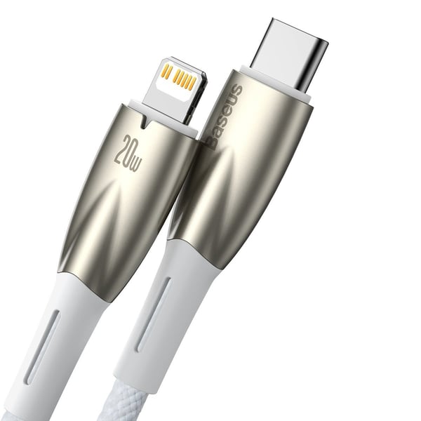 Baseus USB-C til Lightning kabel 1m Glimmer 20W - Hvid