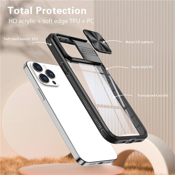 iPhone 14 Plus Skal Camera Slider - Svart
