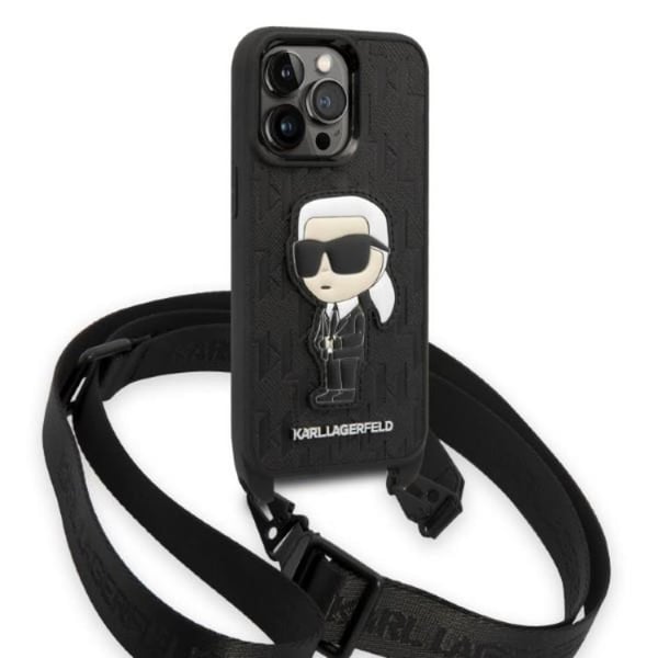 Karl Lagerfeld iPhone 14 Pro Skal med halsband Ikonik Patch - Svart