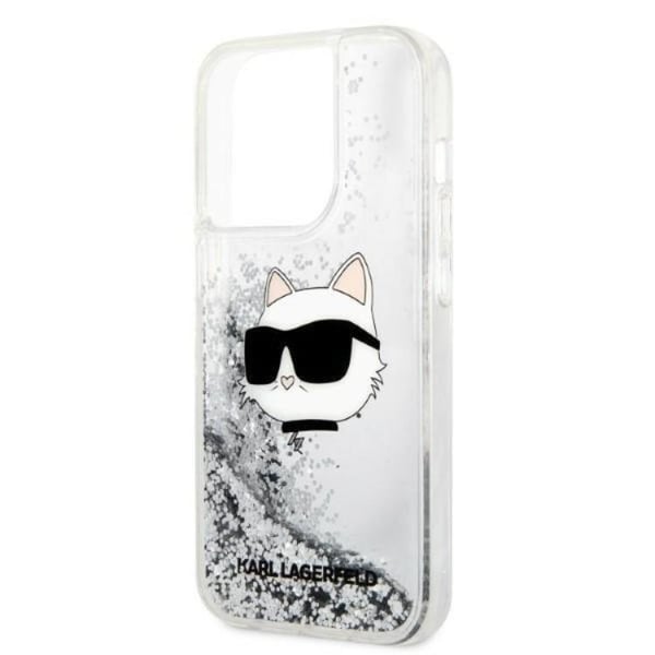 Karl Lagerfeld iPhone 14 Pro Skal Glitter Choupette Head - Silver